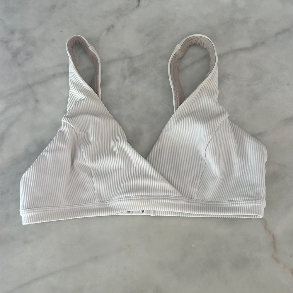 Lululemon Clear Waters White Ribbed Bikini Top